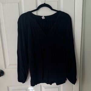 Old Navy Black V-Neck Balloon Sleeve Blouse